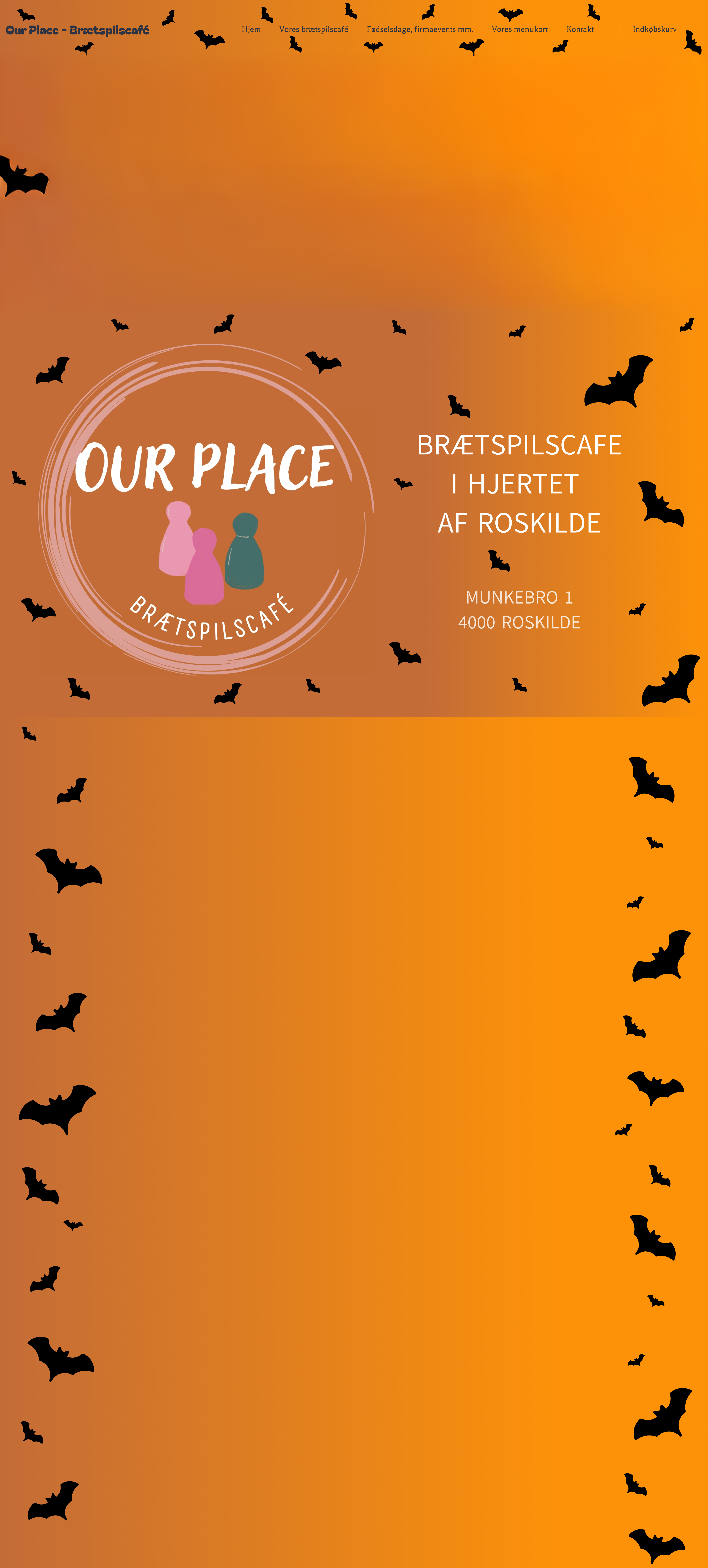 Forsiden til Our Place med et uhyggeligt halloween tema.
